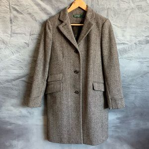 LAUREN BY RALPH LAUREN WOOL HERRINGBONE COAT